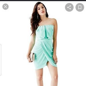 Strapless aqua dress